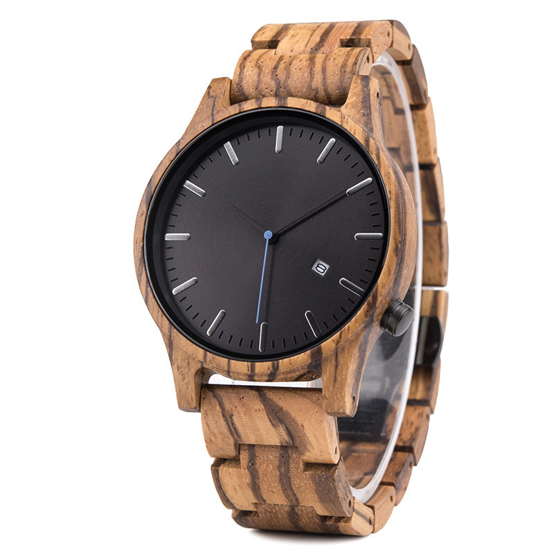 Ebony wooden calendar multi-function watch