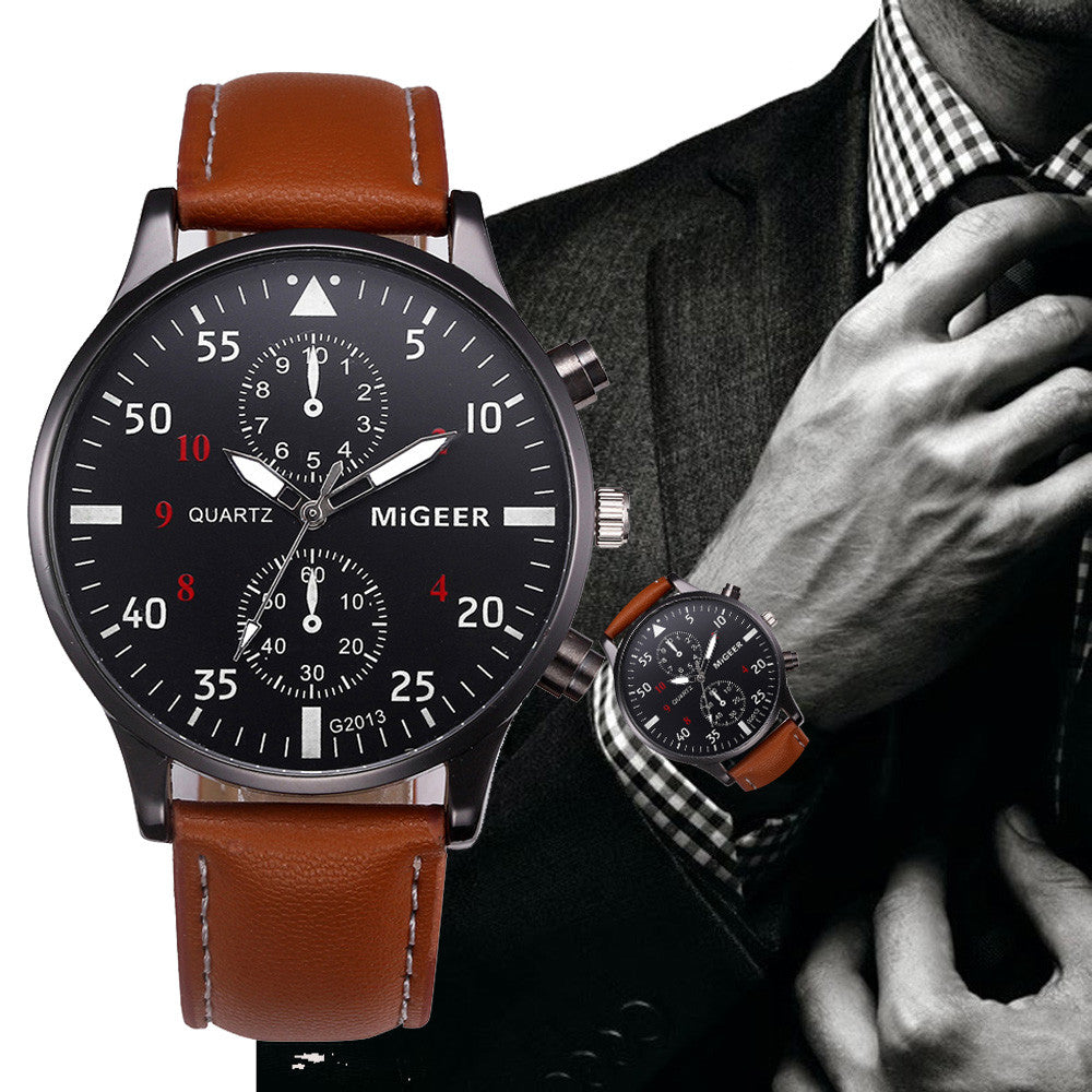 Retro Design Leather Band Watches Men Top Brand