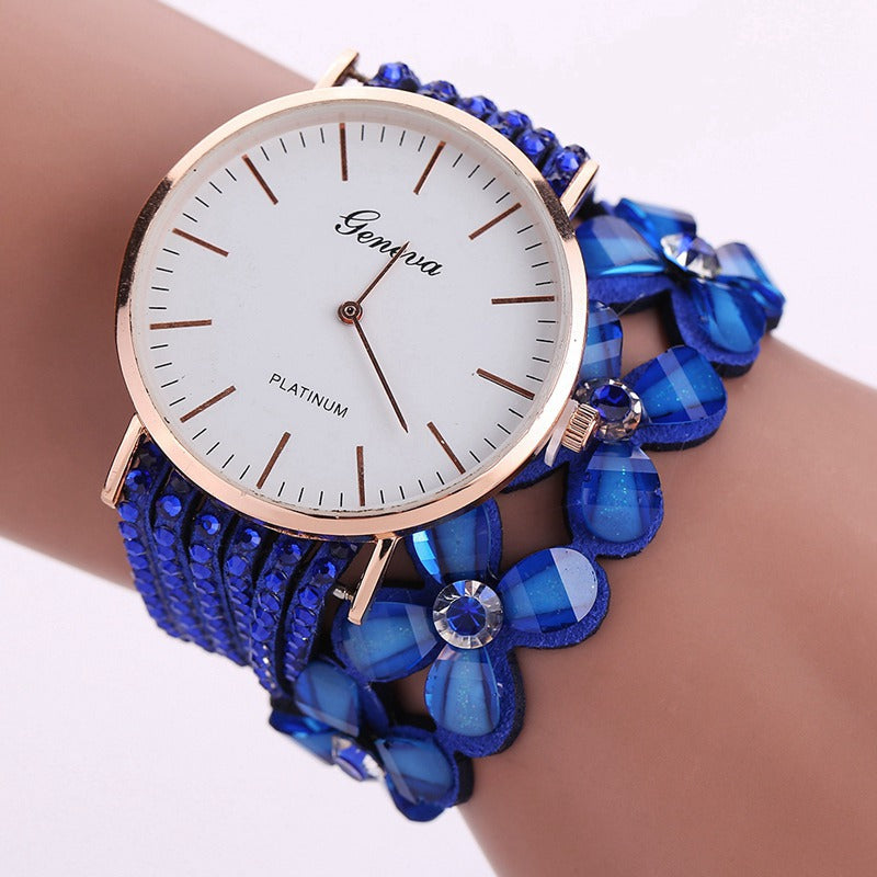 Fashion Geneva Flowers Watches Women Dress