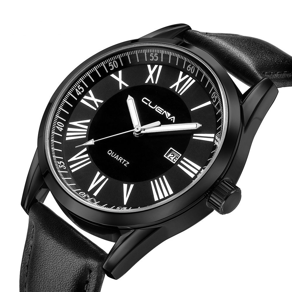 Genuine Leather Quartz Watch Men's Watch