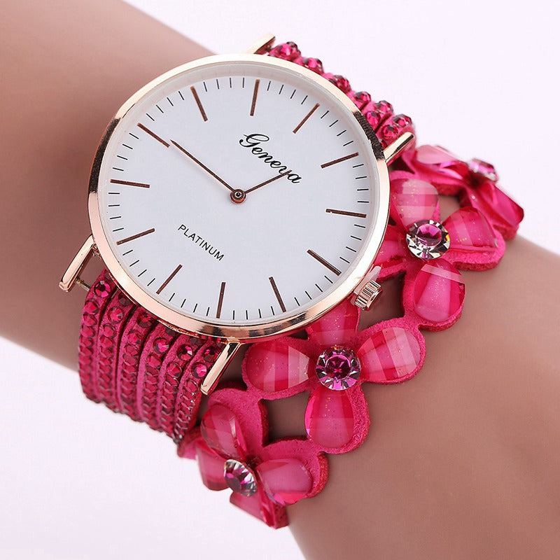 Fashion Geneva Flowers Watches Women Dress