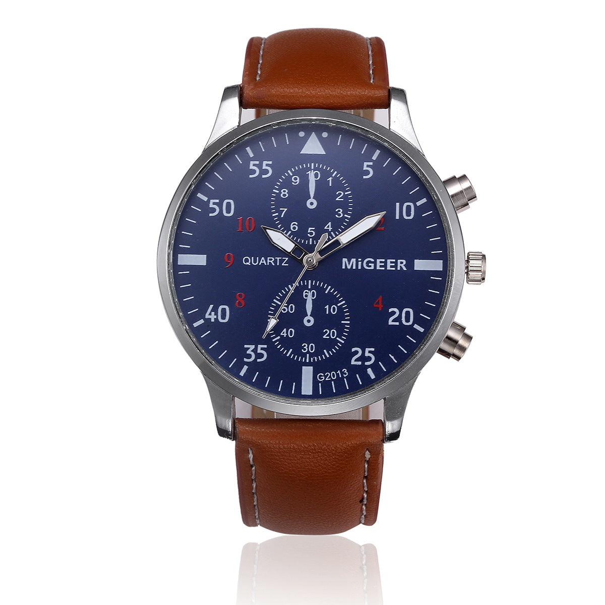 MIGEER Retro Design Men Watches Casual PU Leather Band