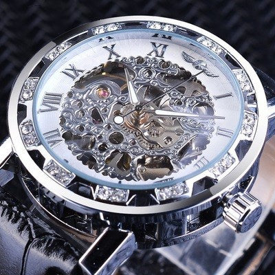 Fashion casual classic watch rhinestone hollow manual mechanical watch
