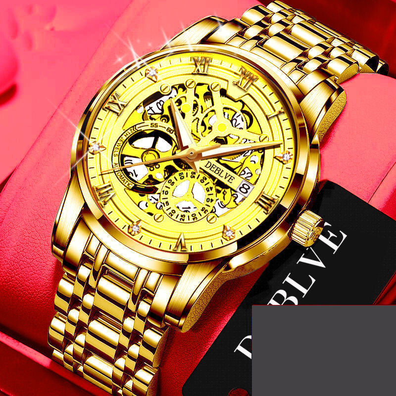 Skeleton Mechanical Hand Calendar Luminous Watch