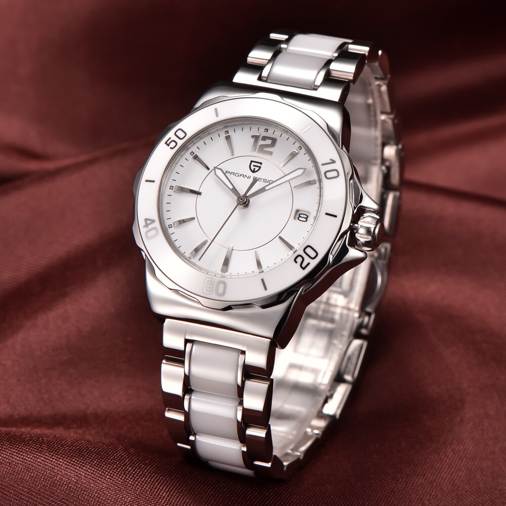 Ceramic strap simple leisure calendar quartz watch