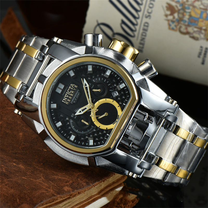 Men's Fashion Large Dial 6 Hands Quartz Watch