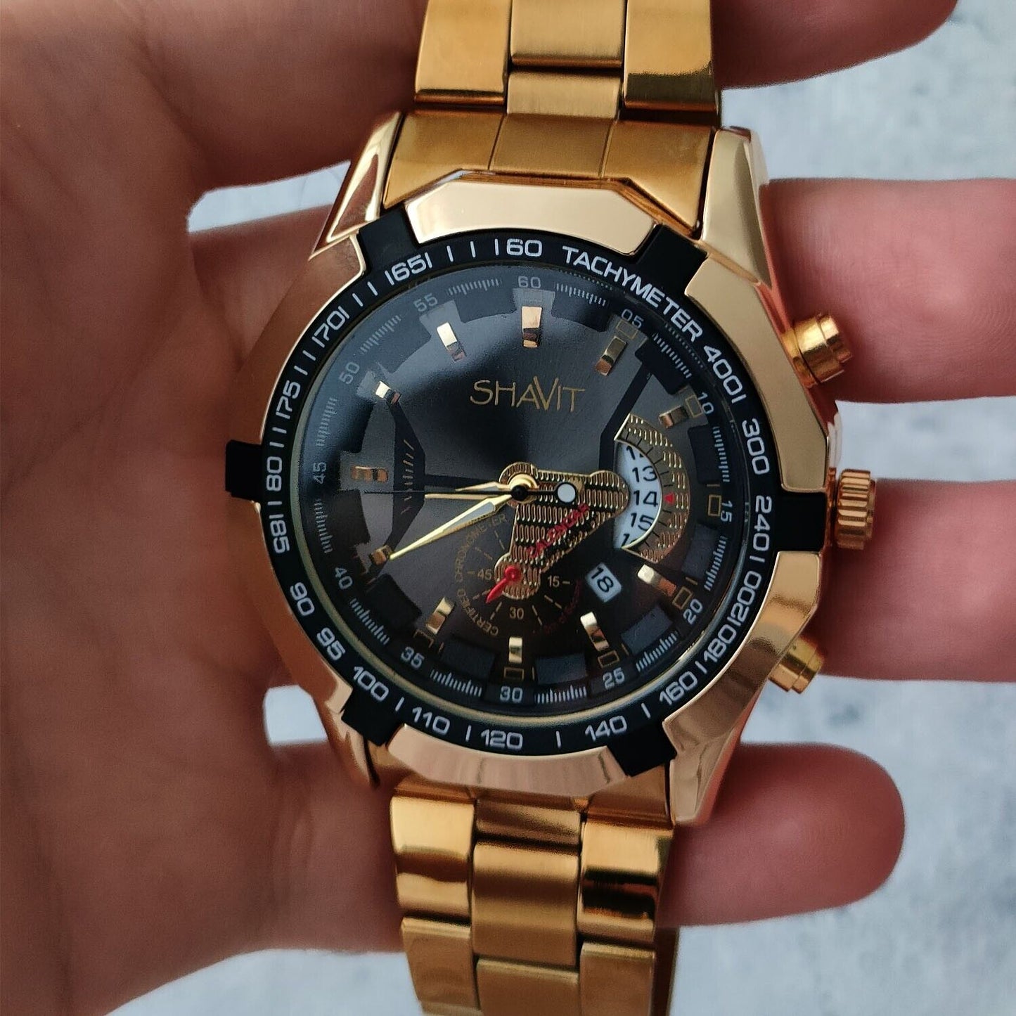 Gold Men's Watch Classic Stainless Steel Quartz Luxury Gift Wristwatch For MEN