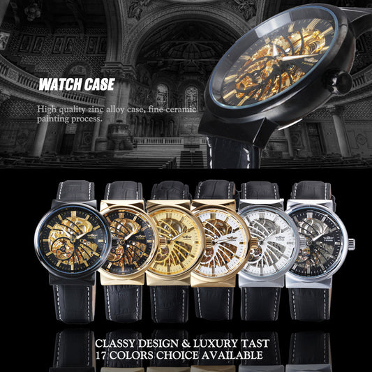 Fully hollow men's automatic mechanical watch