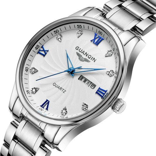 Quartz watch with steel belt for ladies
