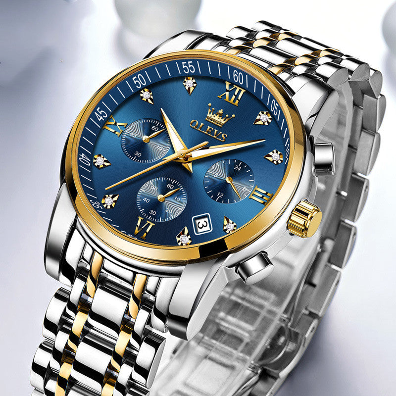 Luxury Brand Men Watches Chronograph Stainless Steel