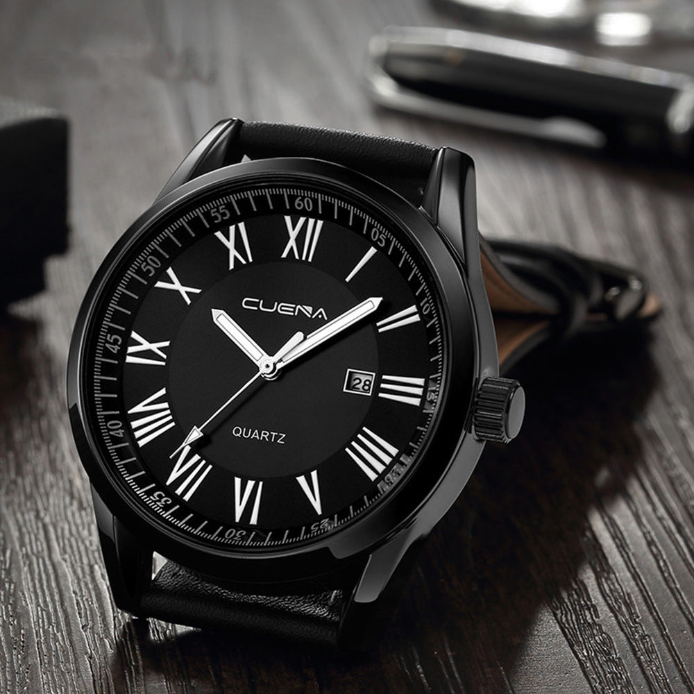 Genuine Leather Quartz Watch Men's Watch