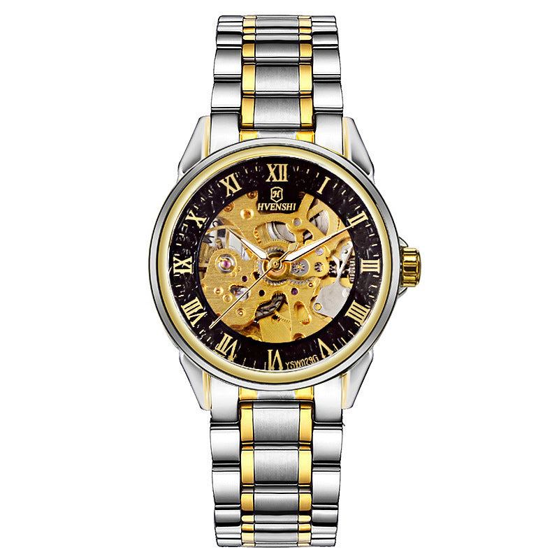 Double-sided hollow automatic mechanical watch