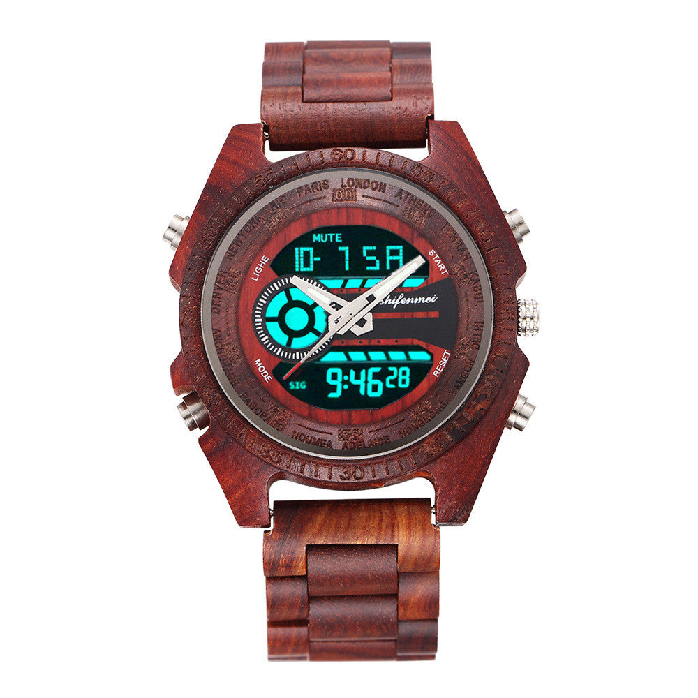 Classic wooden leisure electronic quartz watch