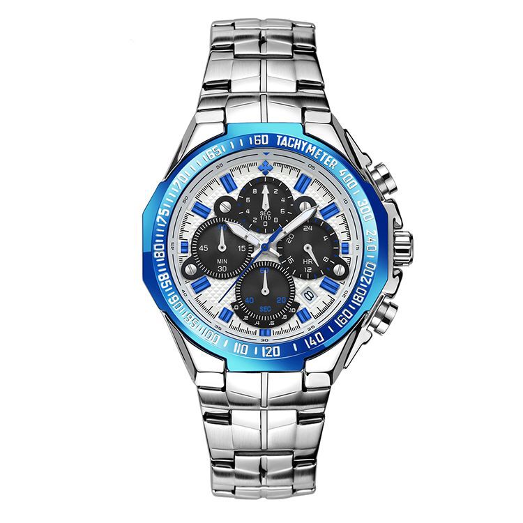 Seven-hand steel band quartz waterproof watch