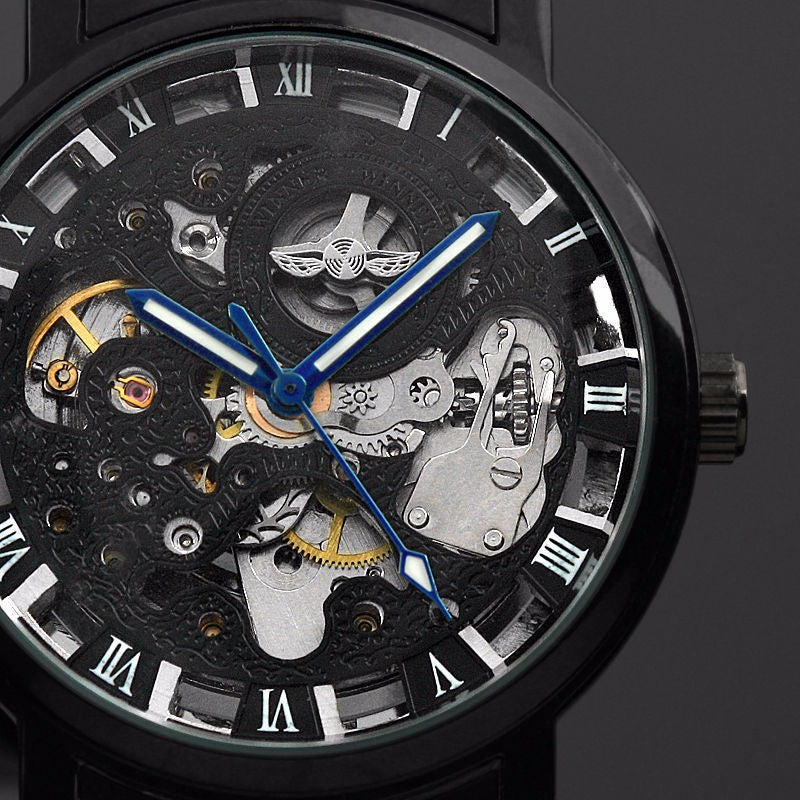 Mechanical watch automatic mechanical watch All black men's casual fashion watch male watch