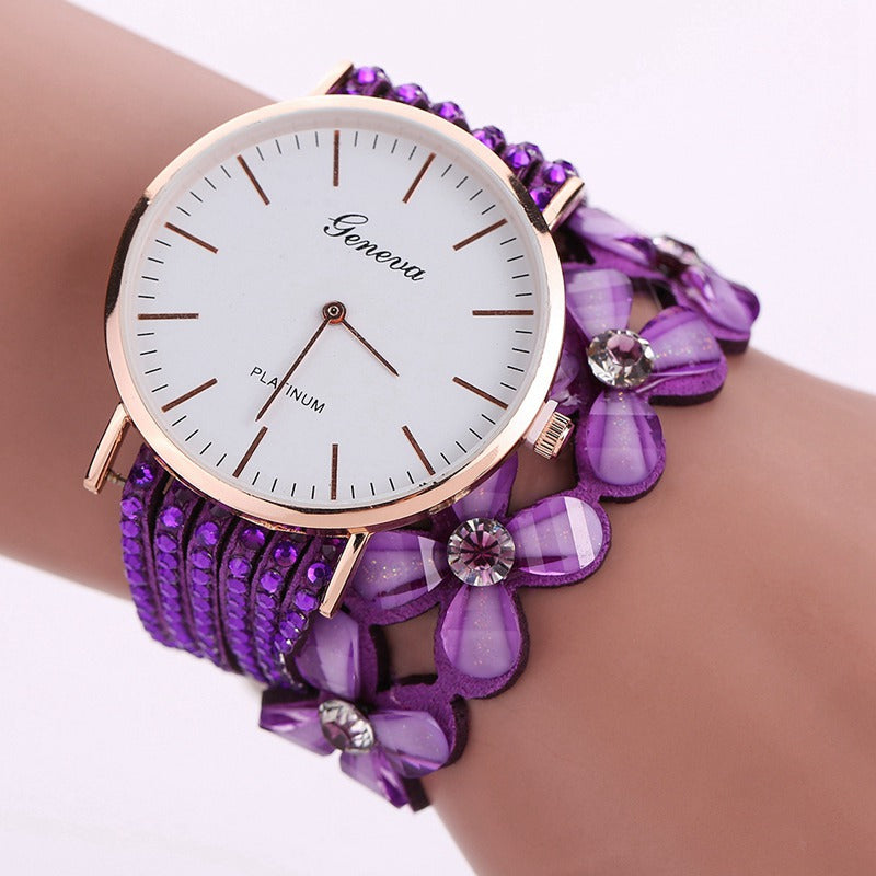 Fashion Geneva Flowers Watches Women Dress