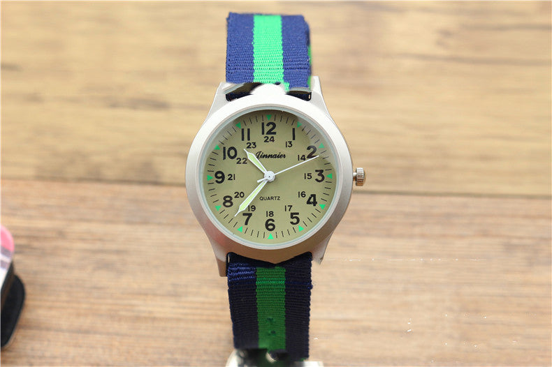 Male and female students outdoor sports nylon watch