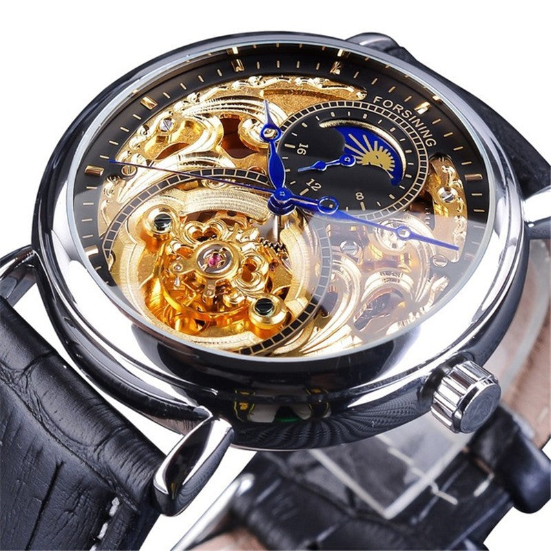 Carved hollow automatic mechanical watch