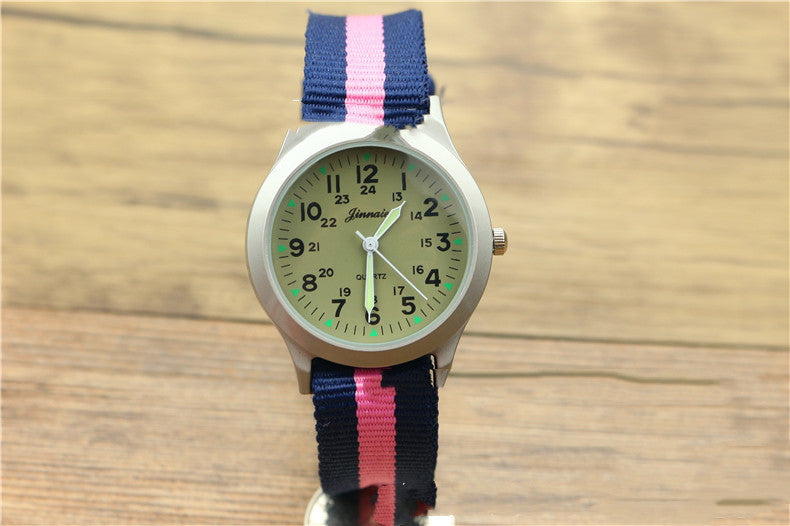 Male and female students outdoor sports nylon watch