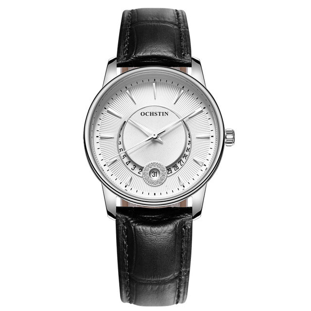 Leather waterproof quartz calendar ladies watch