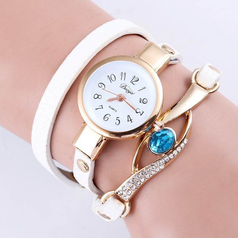 Blue crystal long bracelet watch quartz watch