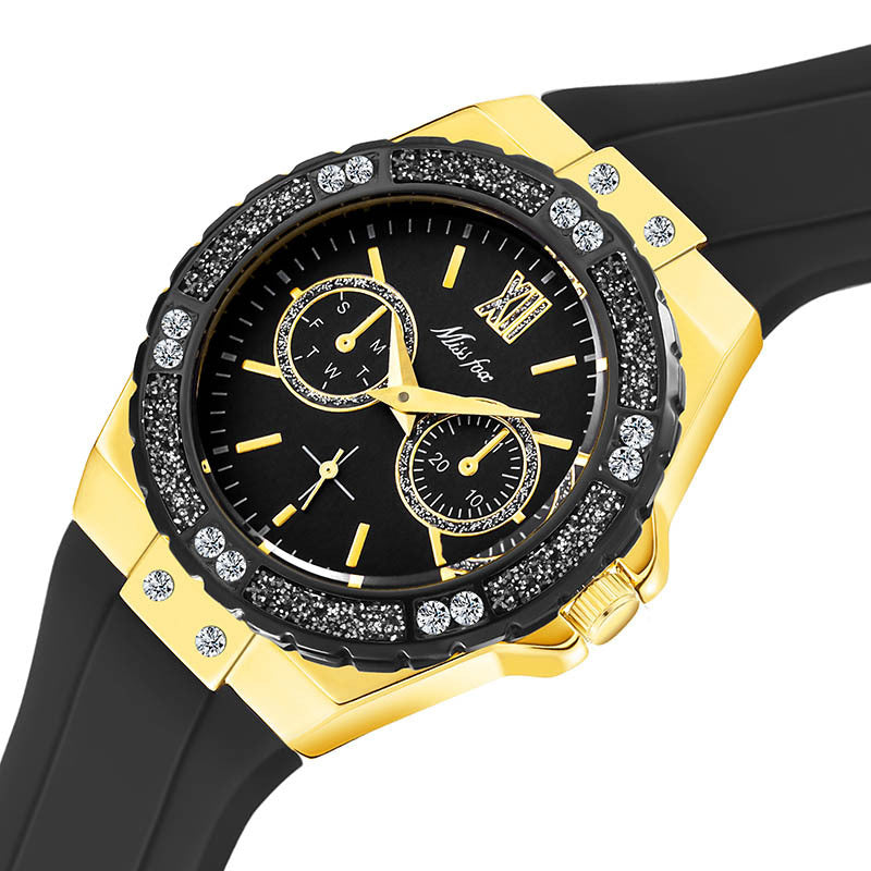 Fashion three-eye quartz ladies watch