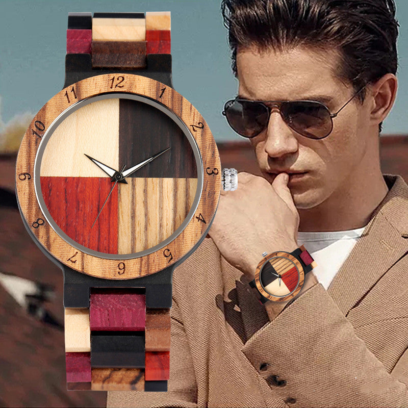 Full color wooden creative digital watch