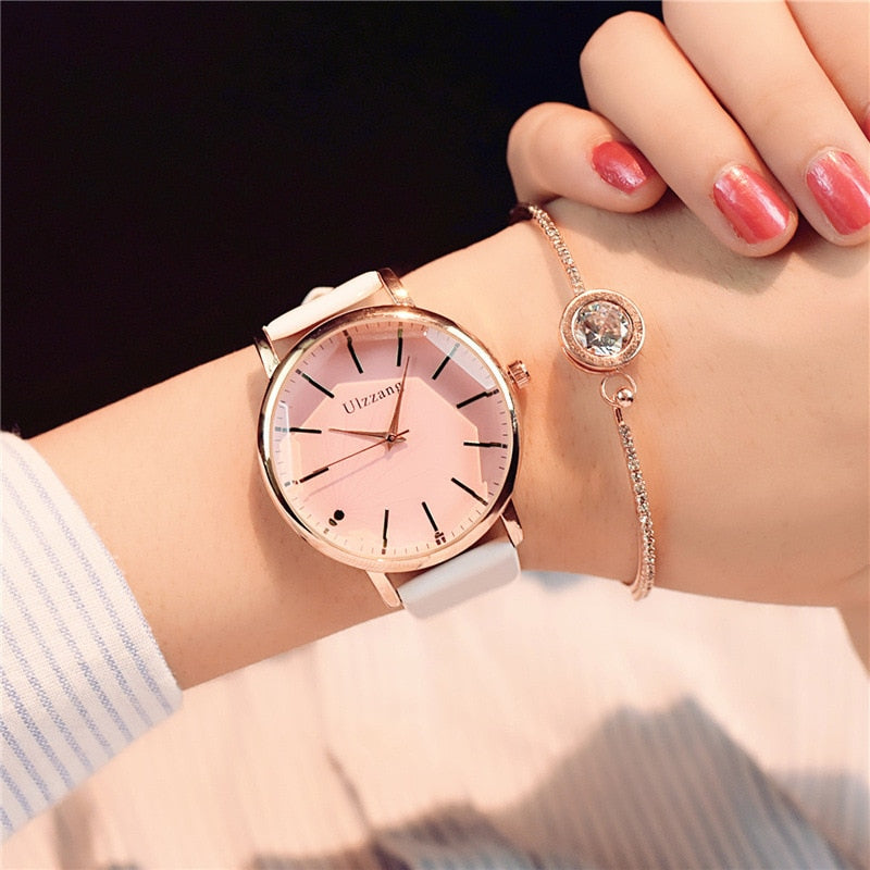 Polygonal mirror ladies watch