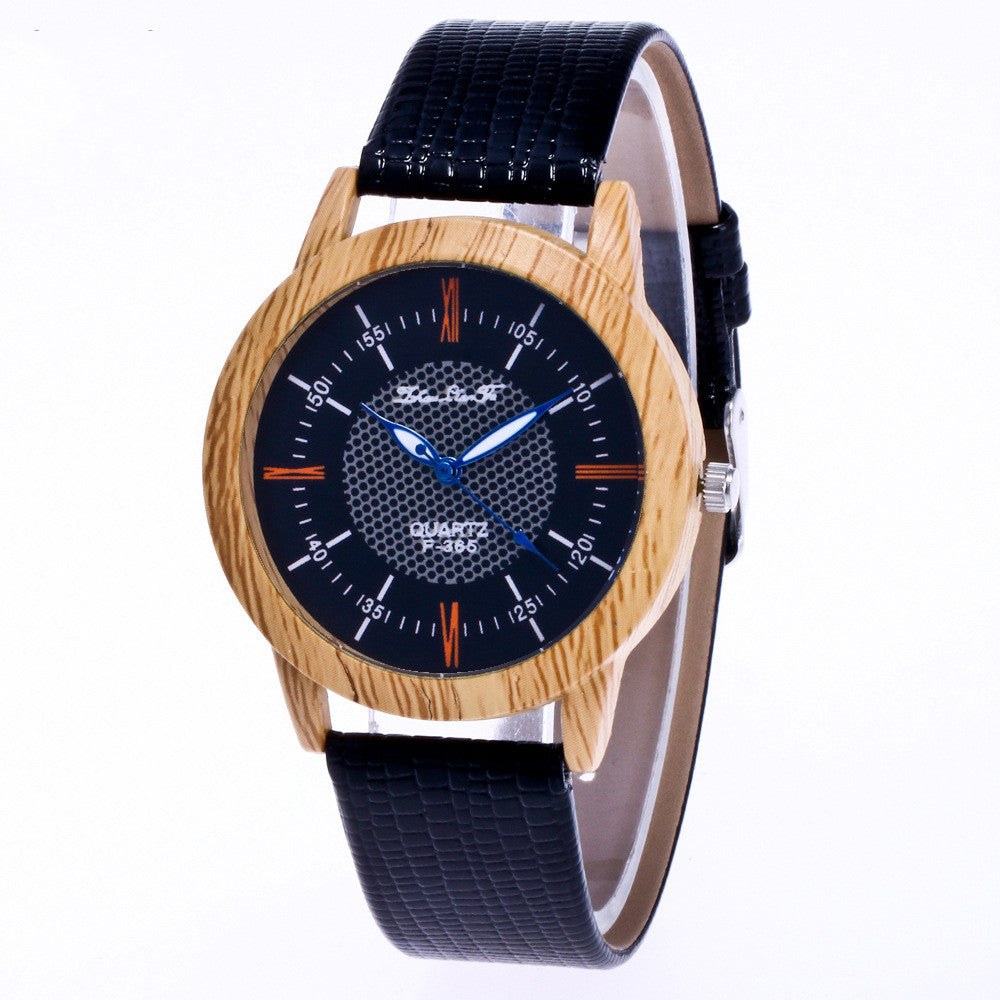 Leather wooden watch