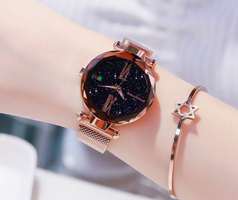 Luxury Women Watches Mesh Ladies Clock Magnet