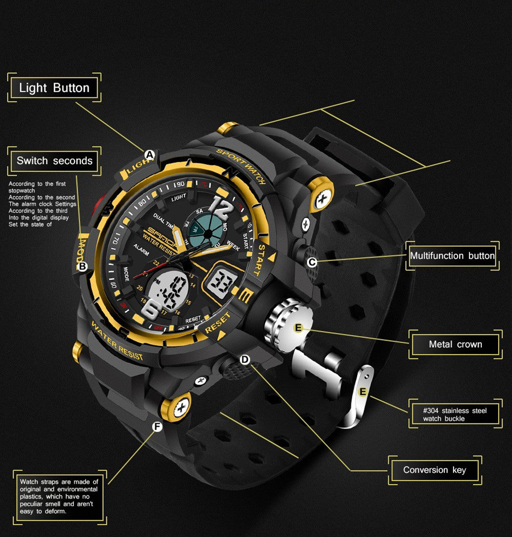 Functional waterproof electronic sports watch