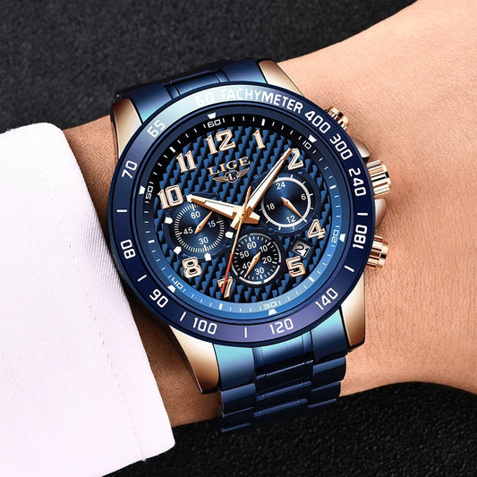 Men's Watch Multifunction Chronograph Men's Quartz Clock Waterproof Watch