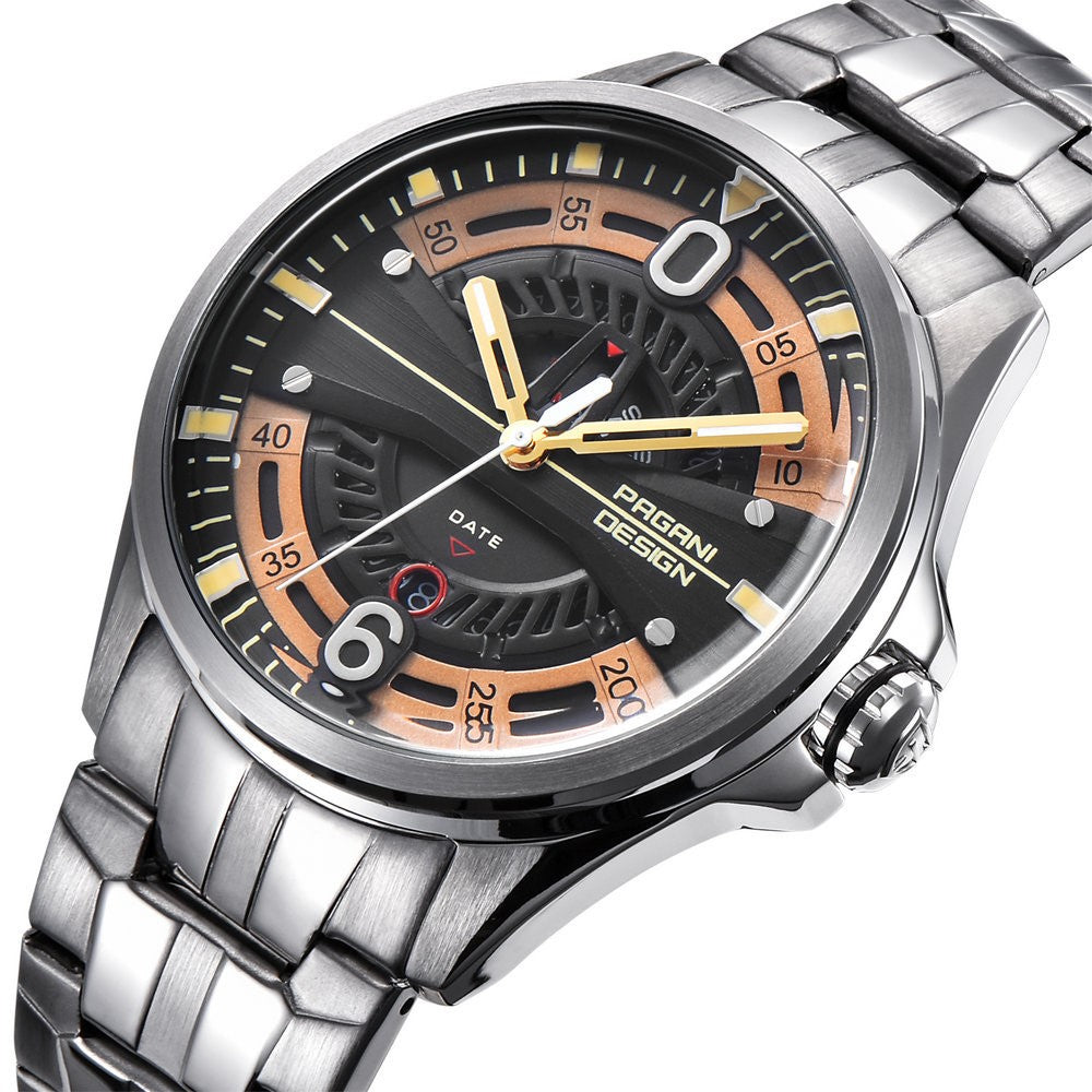 Men's Quartz Watch Steel Band Date Business Casual Water Watch