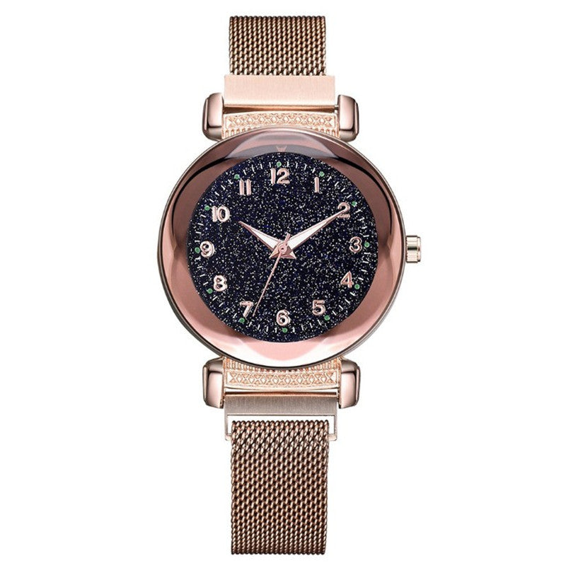 Diamond Starry Sky Digital Luminous Milan Mesh Belt Ladies Watch