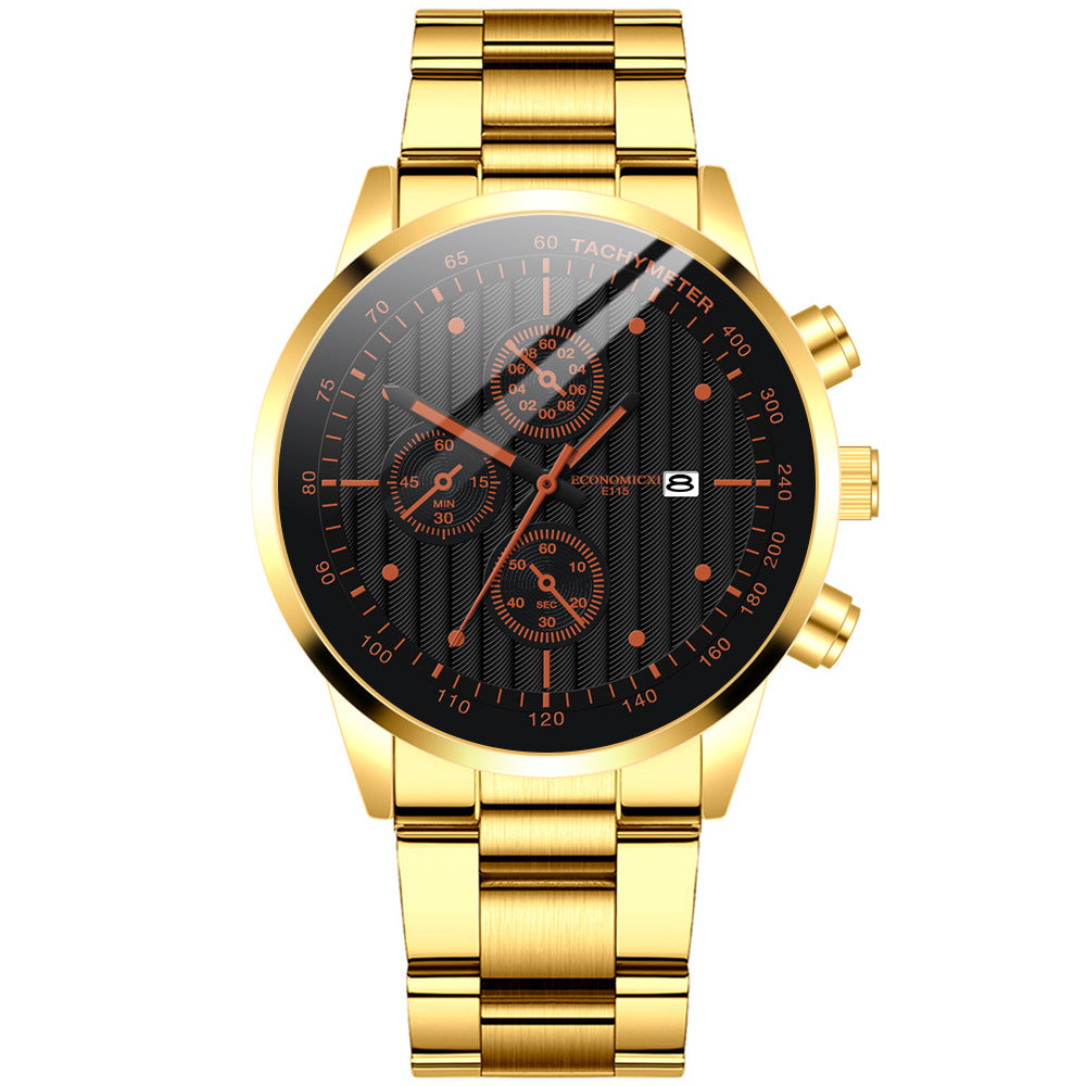 Junior High School Students Steel Band Three-eye Quartz Watch Men's Watch