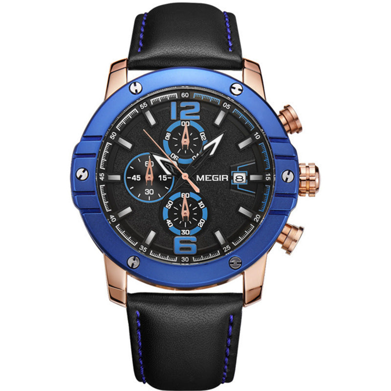 Multifunctional Chronograph Waterproof Calendar Men's Quartz Watch