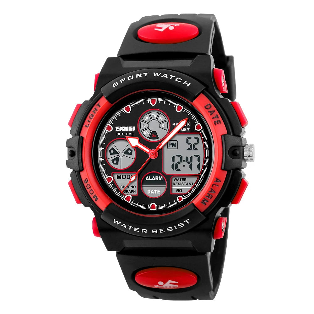 SKMEI Back Light Dual Time Display Sports Kids Watches