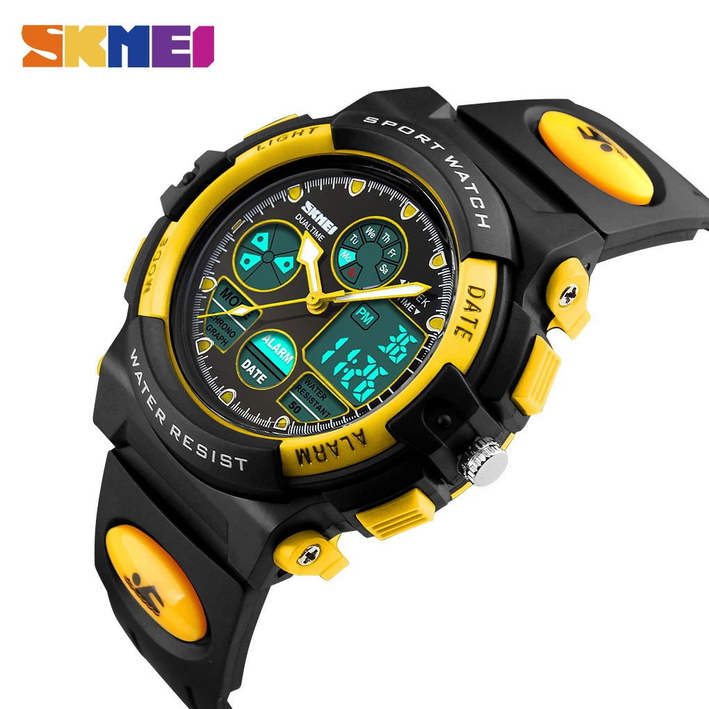 SKMEI Back Light Dual Time Display Sports Kids Watches