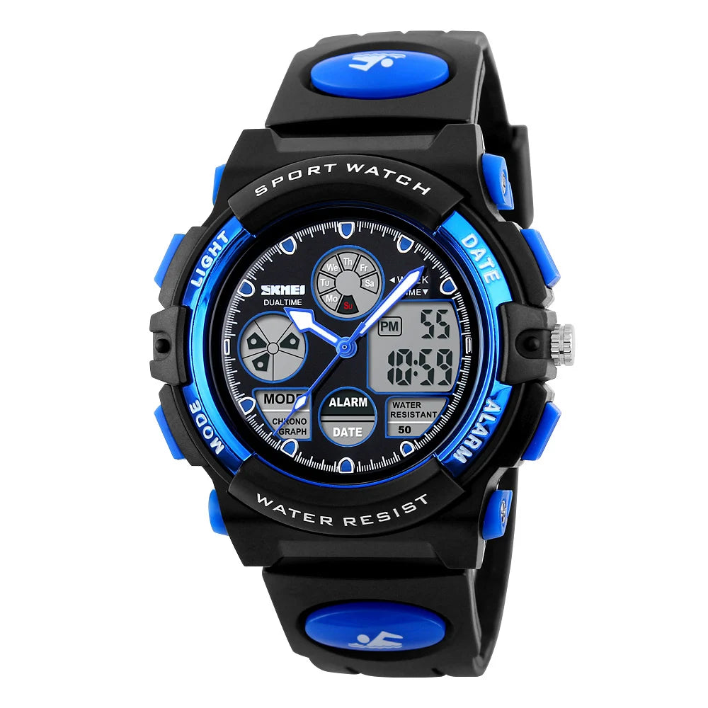 SKMEI Back Light Dual Time Display Sports Kids Watches