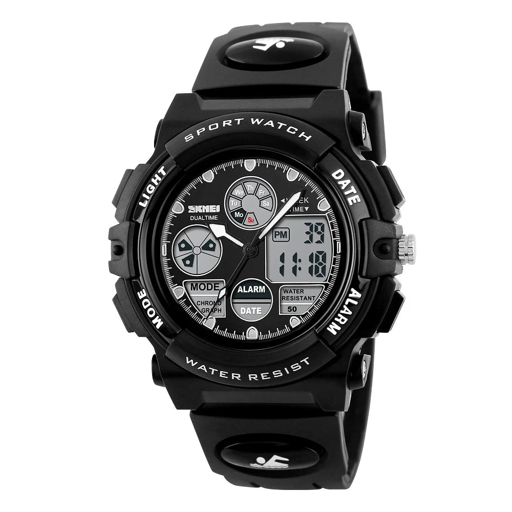 SKMEI Back Light Dual Time Display Sports Kids Watches