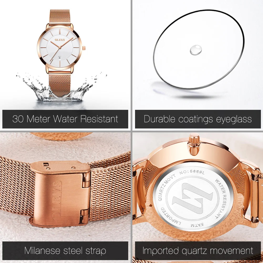 OLEVS Watches For Women Quartz Waterproof Watch Luxury