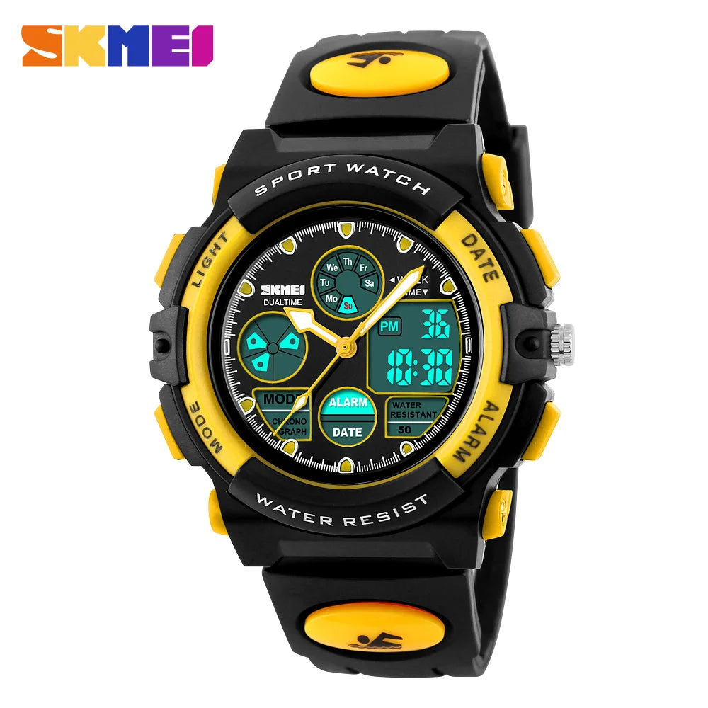 SKMEI Back Light Dual Time Display Sports Kids Watches