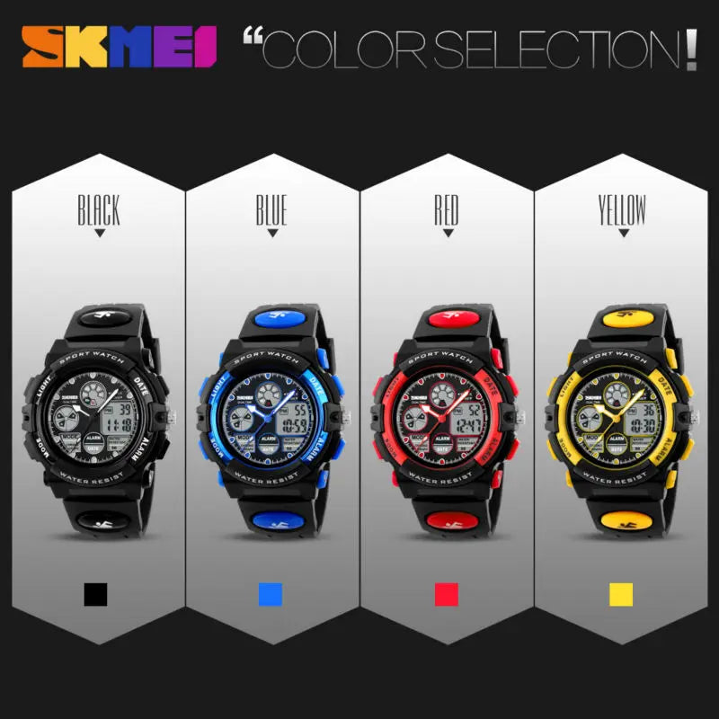 SKMEI Back Light Dual Time Display Sports Kids Watches