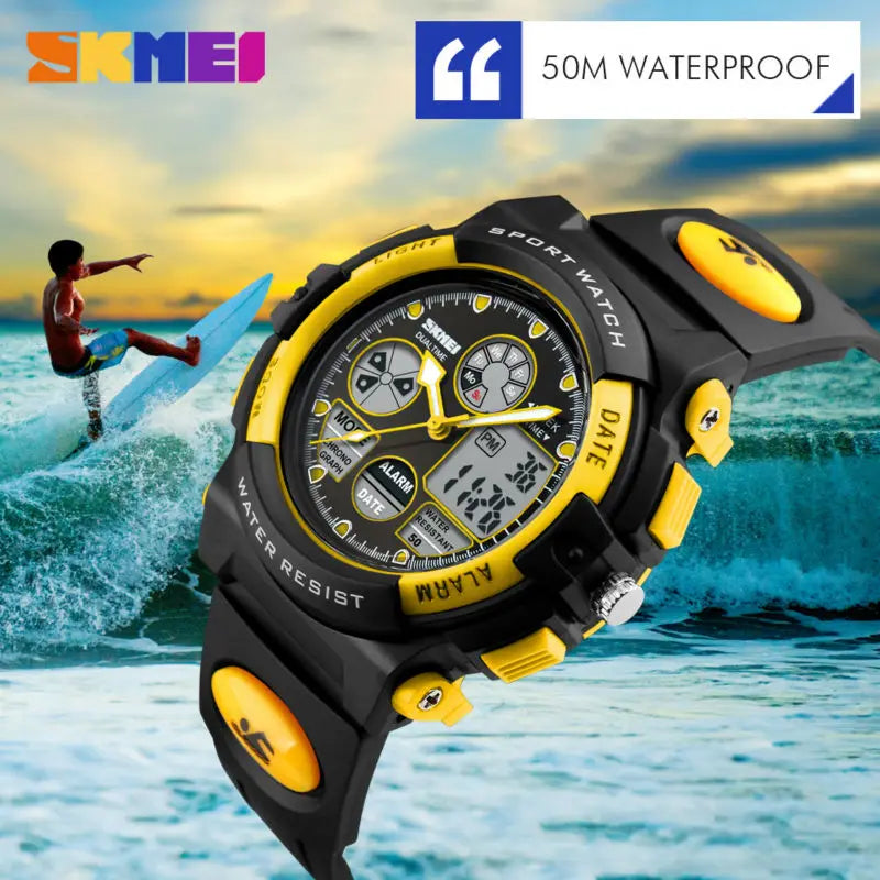 SKMEI Back Light Dual Time Display Sports Kids Watches