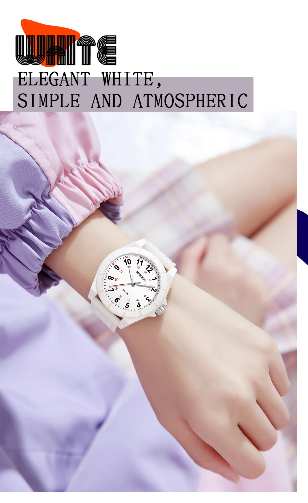 Fashion SANDA 6232 Simple Design Soft Children's Quartz Watch