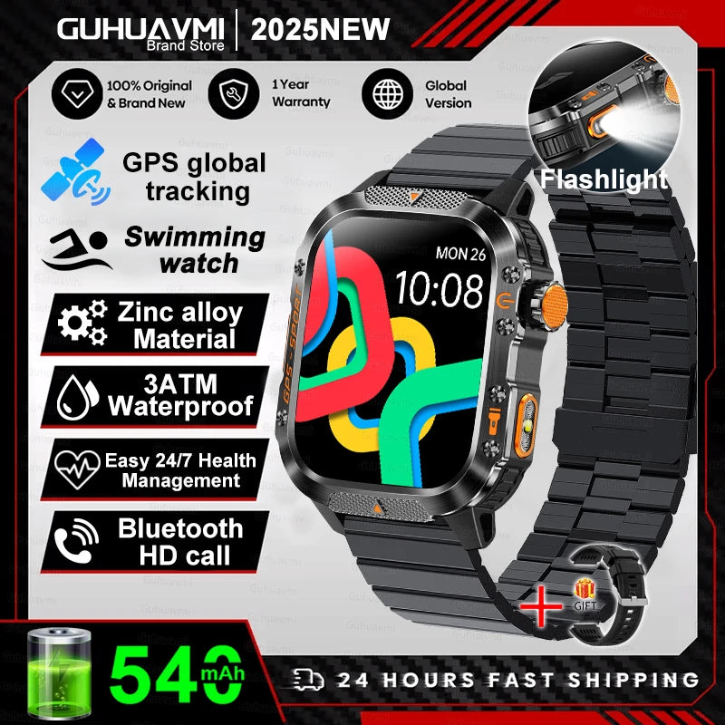 New Military Grade Outdoor GPS Smart Watches Men Compass