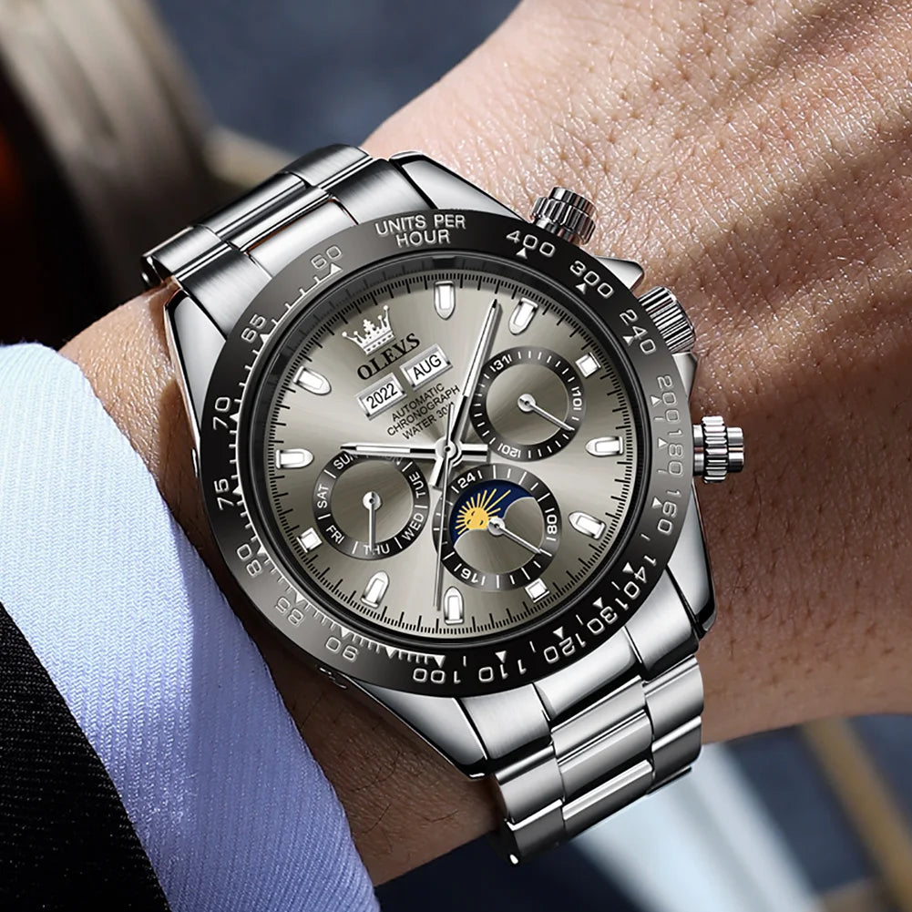 Luxury Mens Watch Chronograph Automatic Mechanical Wristwatch