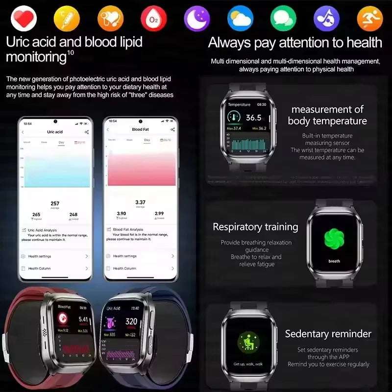 New Airbag Smart Watch Men AI Diagnosis Accurate Blood Pressure