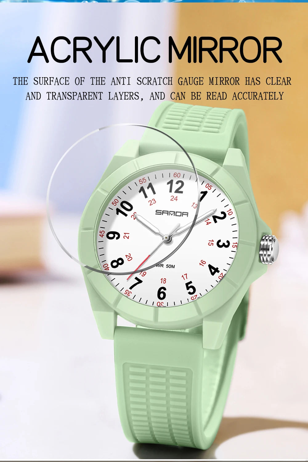 Fashion SANDA 6232 Simple Design Soft Children's Quartz Watch