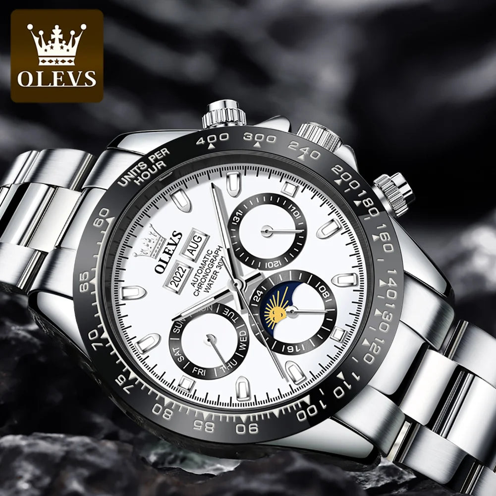 Luxury Mens Watch Chronograph Automatic Mechanical Wristwatch